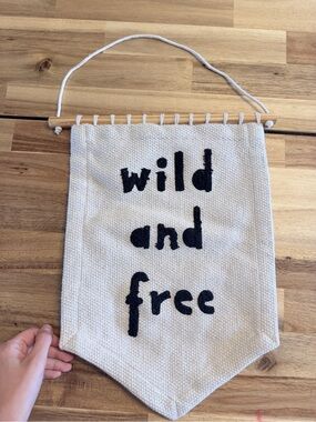 H&M Home Wild and Free Wall Banner | Boho Nursery Decor | Canvas Hanging